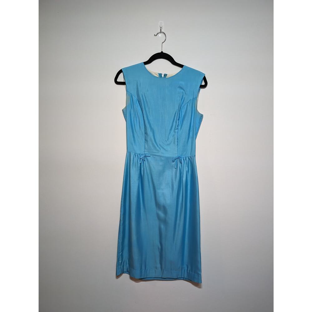 1950's Vintage Handmade Blue Dress with Bow Detail